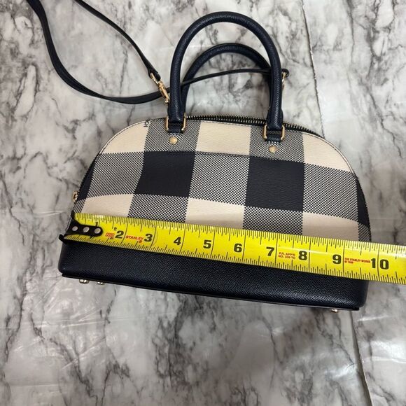 Coach Mini Sierra Buffalo Plaid Handbag top handle crossbody strap black cream - Picture 9 of 9